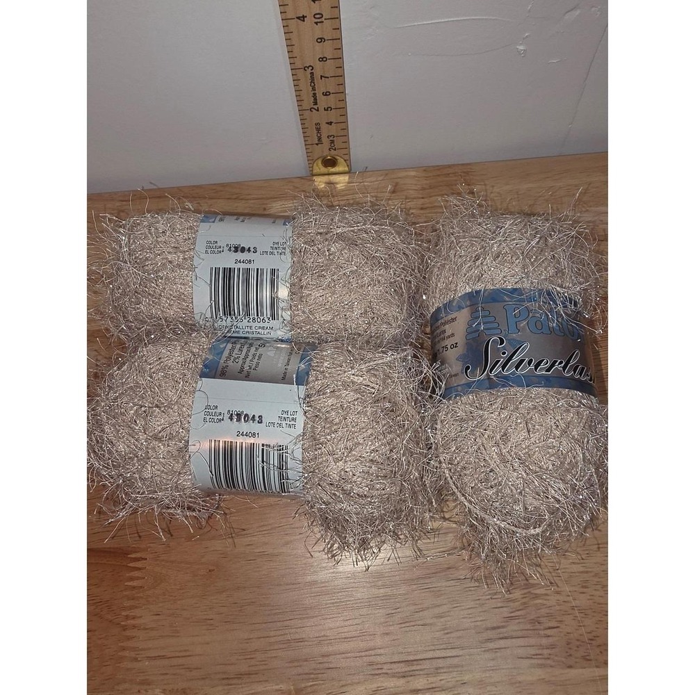 Patons Silverlace Metallic Cream Yarn 3 Skeins discontinued matching lot